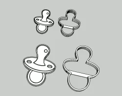 Pacifier cookie cutter embossed cake design decoration girl boy baby cute party new born