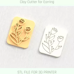 Rose Flower Clay Stamp, Ceramic Stamp, Clay Texture, STL Earring