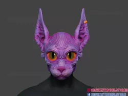 Sphynx Cat Mask Halloween Cosplay Helmet for 3D Print
