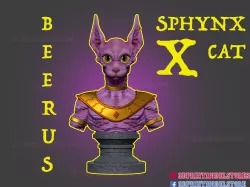 Sphynx Cat Statue x Beerus Sama Dragon Ball Super Bust