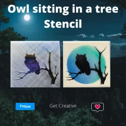 Stencil - Owl sitting on a branch