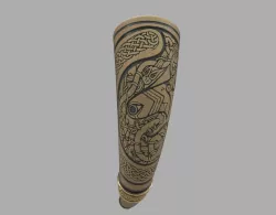 Viking drinking horn with an ornamental dragon design