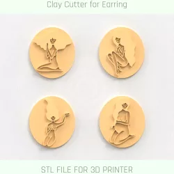 Woman Line Clay Stamp, Ceramic Stamp, Clay Texture, STL Earring