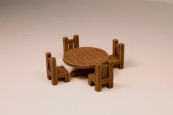 wooden table with chairs