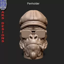 Gangster gorilla smoking with cap v2 Penholder and flowerpot