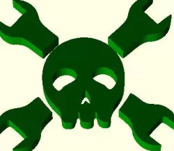 Hack a Day Skull and Wrenches Logo