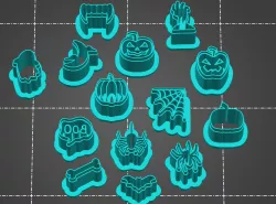 Halloween Set Polymer Clay Stud Cutter |  70 Files! | Digital STL File | 3D Printing