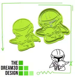 MANDO (MANDALORIAN) & GROGU (THE CHILD - LITTLE YODA) COOKIE CUTTER STAMP N DEBOSSER