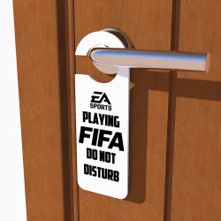 Playing FIFA door hanger