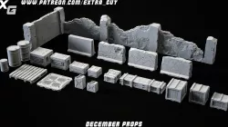 Props  and Environment Set for 32mm Character Assets 3D Printable