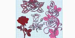 Rose wall art decor SET 4 pcs, outline, silhouette, stencil, wedding ornament