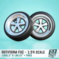 Rotiform FUC wheels - 18x8,5" & 18x10" with tires for 1:24 scale model cars