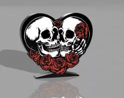 skull pink heart lamp