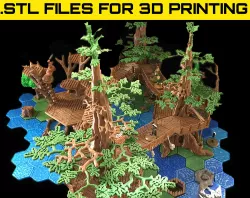 TREE FORT SET - "HEX" TILES FOR A HIGHLY DETAILED 3D GAME BOARD.