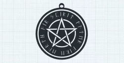 Wiccan pentagram, pentacle, Rune Elder Futhark, talisman, amulet, pendant, key chain