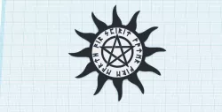 Wiccan pentagram, sun, pentacle, Rune Elder Futhark, talisman, amulet, fridge magnet, wall art decor