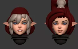Anime superset of space elves alternative heads 3D print model