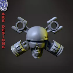 Biker skull v7 Bas relief