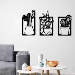 Cactus pots wall decoration set of 3