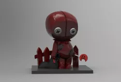 Cute Chibi rag doll holding candy horror kid decoration