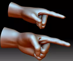 Hand point gesture STL file 3D printable model male female.