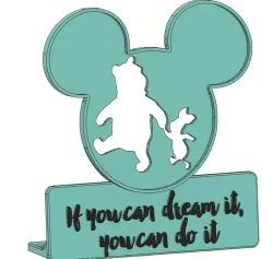 Mickey Pooh and Piglet Decal w/ Optional Stand