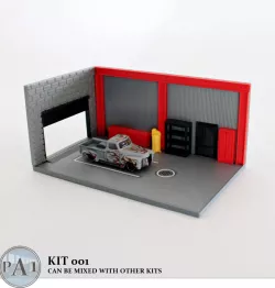 Mini garage diorama for 1/64 scale diecasts - Model 001