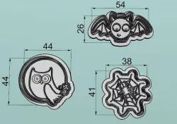 Mini halloween kit, bat, owl, spider web