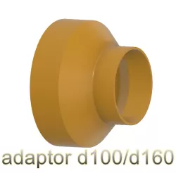 Round duct reducer with round D100 / 160 for connecting ventilation ducts