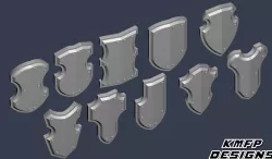 Shield Set 1 - 10 SciFi / Fantasy 28-32mm Shields - Pre-Supported