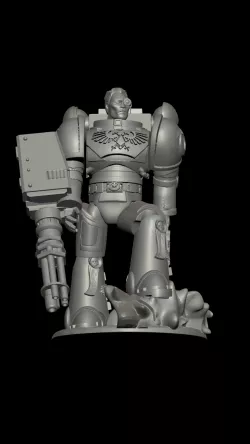 Space marine arms with bolter and assault cannon.