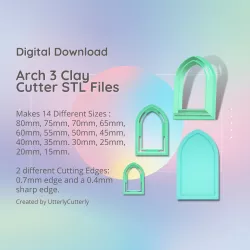 Arch Shape 3 Clay Cutter - Framed Border STL Digital File Download- 14 sizes and 2 Cutter Versions