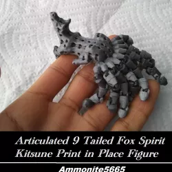 Articulated 9 Tailed Fox Spirit Kitsune Print in Place