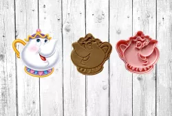BEAUTY AND THE BEAST - MRS POTTS TEAPOT COOKIE CUTTER STAMP