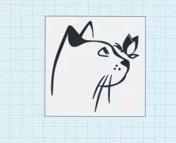 Cute cat frame with butterfly on nose - wall decor for kids room or pet lovers