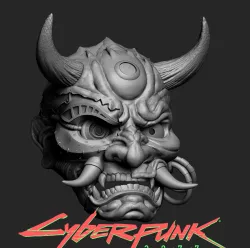 Cyberpunk 2077 Japanese Hannya Mask Oni Mask Samurai Demon Mask 3D print model