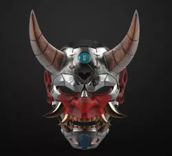 Cyberpunk Japanese Hannya Mask Oni Mask Samurai Demon Mask 3D print model