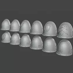 Iron Warriors Legion MK2 shoulder pads with tactical markings