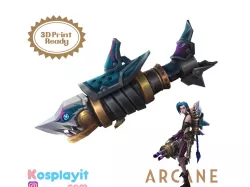 Jinx Arcane Shark Gun 3D Model Digital File - League of Legends Cosplay- Jinx Cosplay - Jinx Arcane Cosplay - Fishbones - Jinx Shark Bazooka