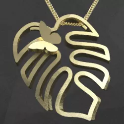 Leaf with Butterfly Pendant