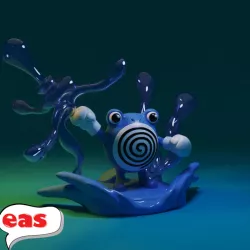 Poliwhirl 3d model diorama design