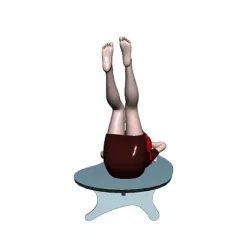 Redhead relaxing on pear table