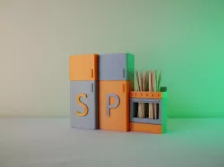 Salt, pepper and toothpicks set