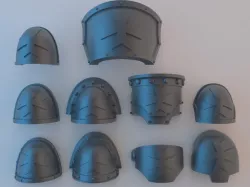 Space Marine Shoulder Pads - Black Templars