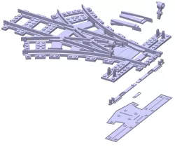 Triple Switch Modular Train Track Leg-o compatible