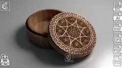 V-Carved Round Jewelry Box - Files for CNC and 3D Printer (Svg, Dxf, Eps, Ai, Pdf, STL)