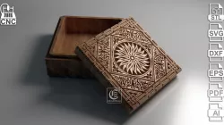 V-Carved Square Jewelry Box - CNC Files (svg, dxf, eps, ai, pdf, STL)