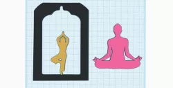 Yoga silhouettes, yoga in temple