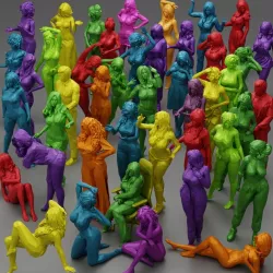 44 Character Models Lowpoly for Woman - Pack 4 3D Print Model