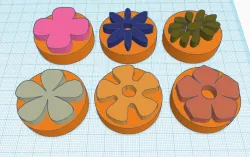 6 Flower Stamps for Clay or Play-Doh